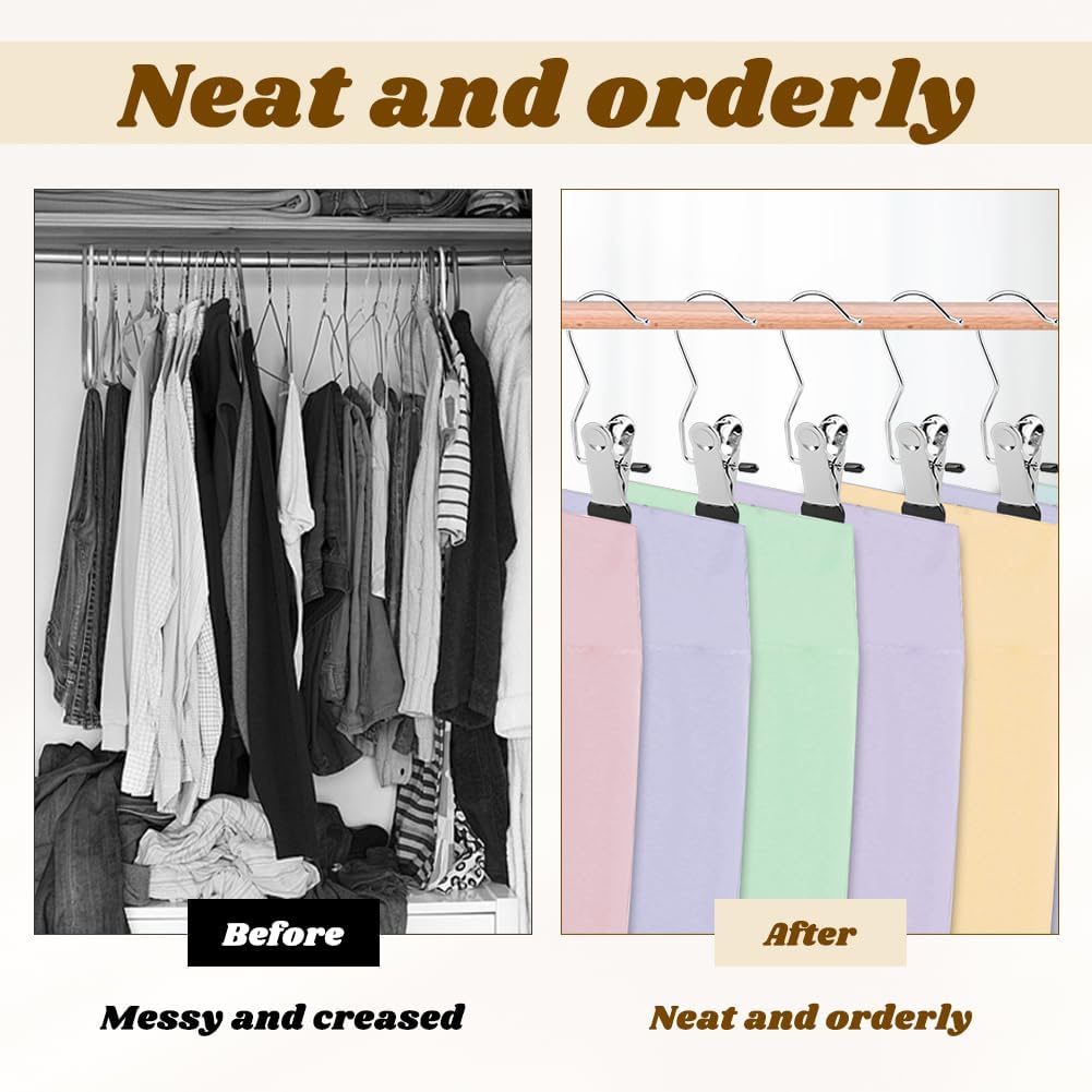 50 Pack Leggings Hangers for Closet, Portable Pants Hangers with Clip for Travel, Legging Organizer Storage for Closet Hanging Space Saving for Yoga