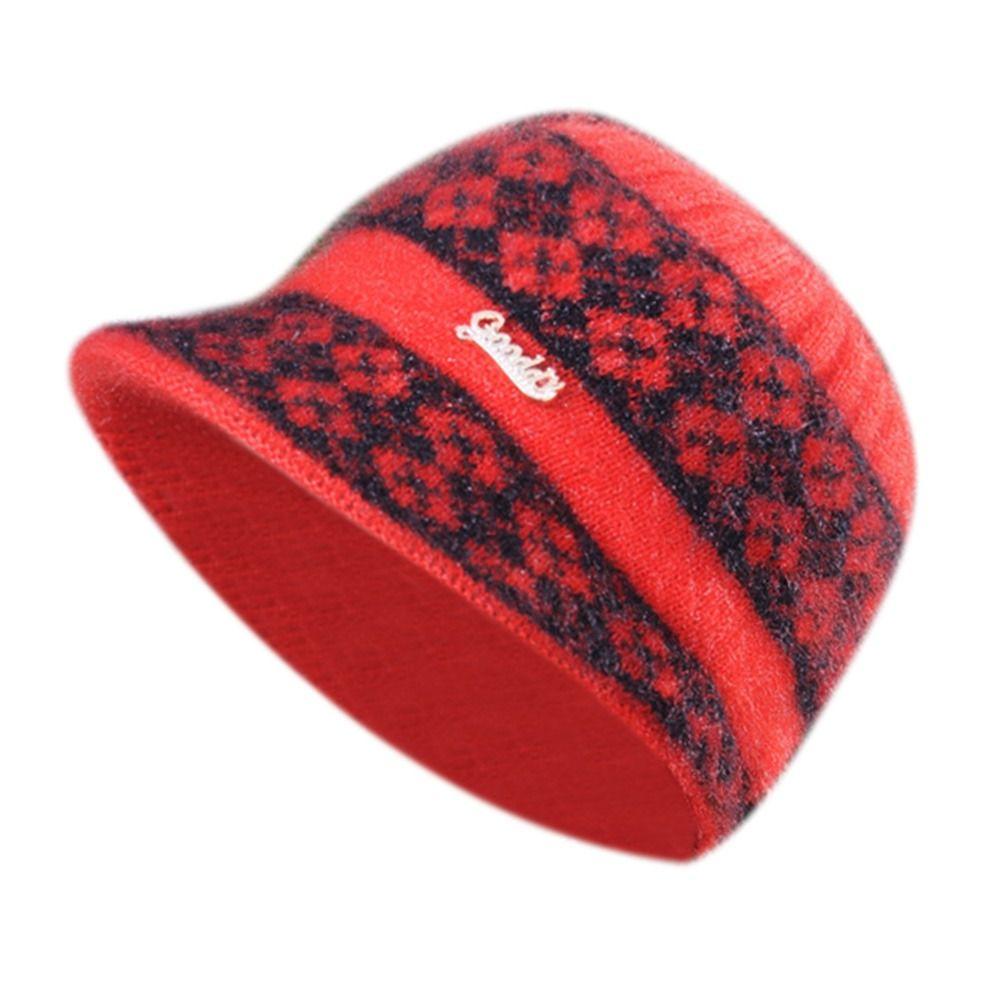 

Soft Warm Hats Thickened Skullies Beanies Cap Cold Cap Knitted Hat Middle-aged And Elderly красный
