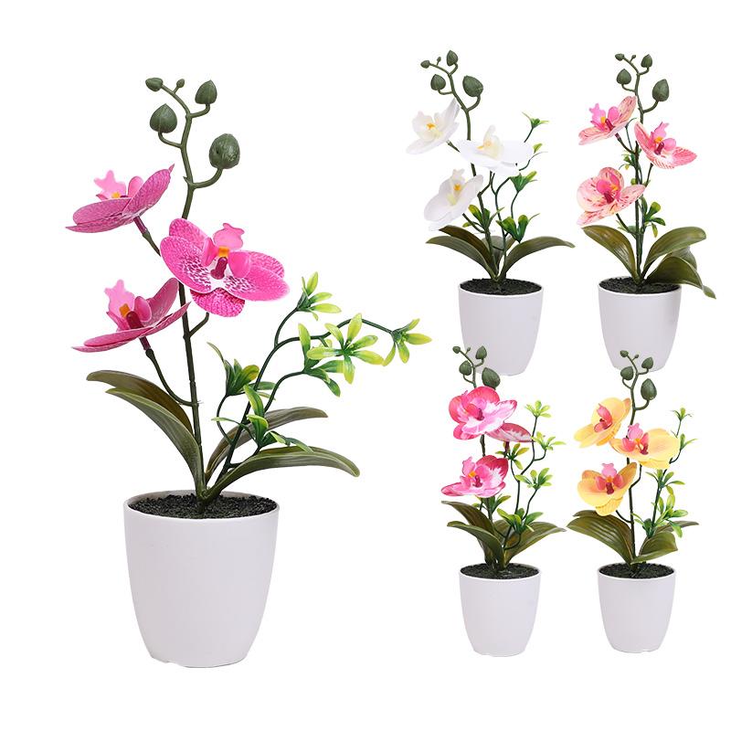 Artificial Butterfly Orchid Bonsai Silk Flower Potted Fake Plants For Home Garden Decoration Office Room Table Ornaments Wedding