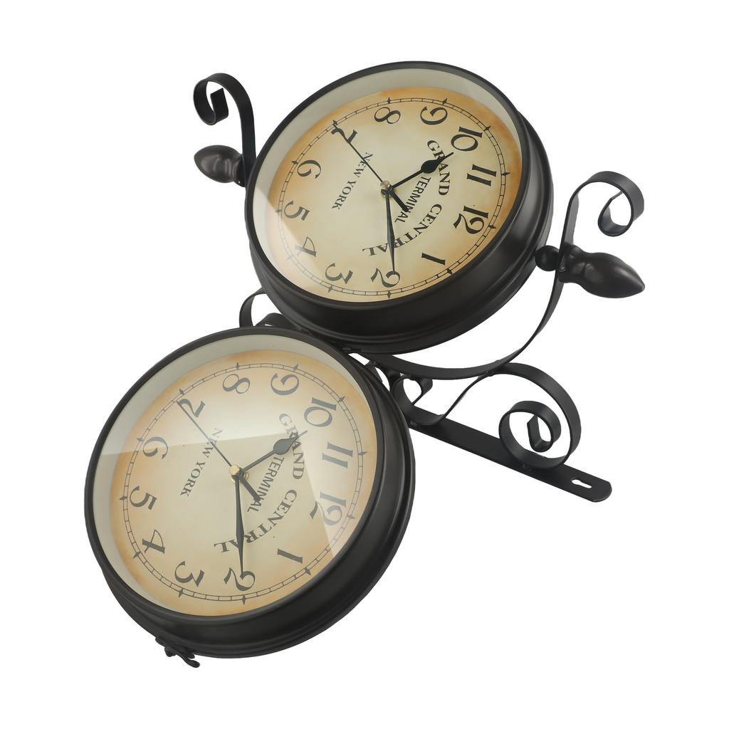 8 Double-Sided Clock Station Round Style Train Antique Wall Clock Wall mount Wrought Decorative Double Sided Grand