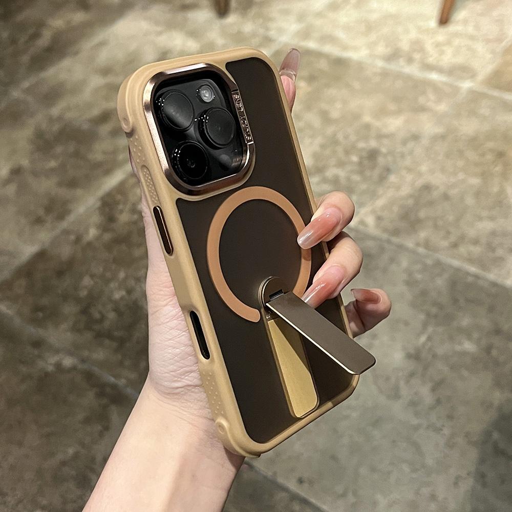 

Magnetic Stand Holder Shockproof Case for iPhone 17 16 Pro Air 15 14 13 12 11 Pro Max for Magsafe Bumper Frosted PC Phone Shell iPhone 15