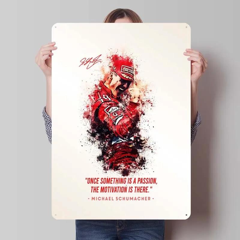Michael Schumacher Metalowy Znak Plakaty Wyścigowe Dekoracja Dekoracja Ścienna Dekoracja Pokoju Dziennego Mężczyzna Vintage Elementy Dekoracyjne do Domu Mural Artystyczny