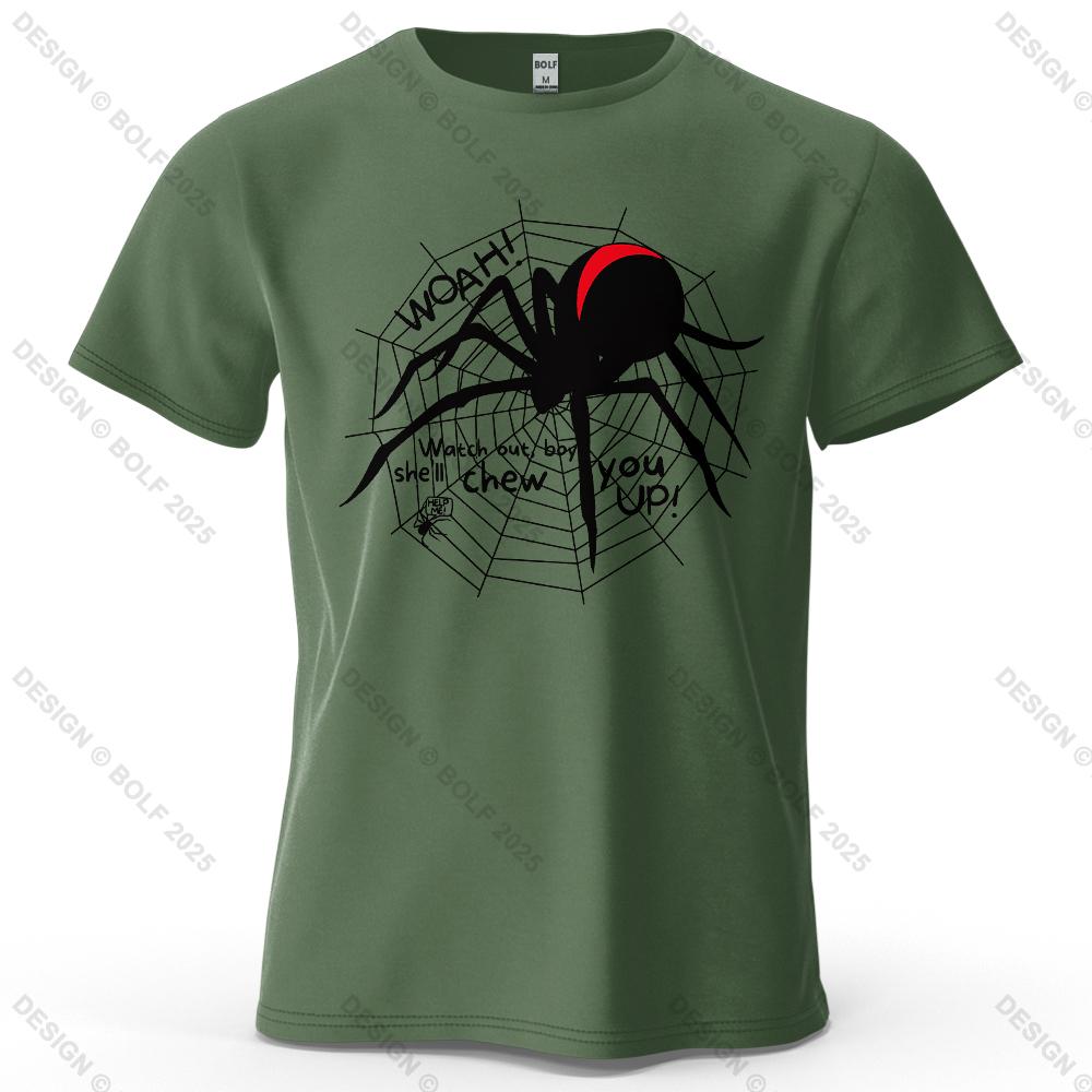 Redback Spider Cool Printed Men's T-Shirt 100% Cotton Oversized Mysterious Insect Graphic Tees for Women Tops Tees Streetwear