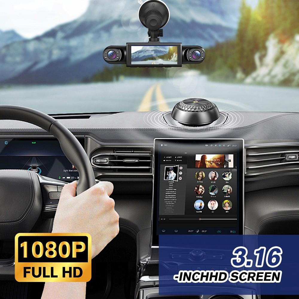 Car Dash Cam 1080P HD Driving Recorder Front &Inside Left Right 3 Channel Camera