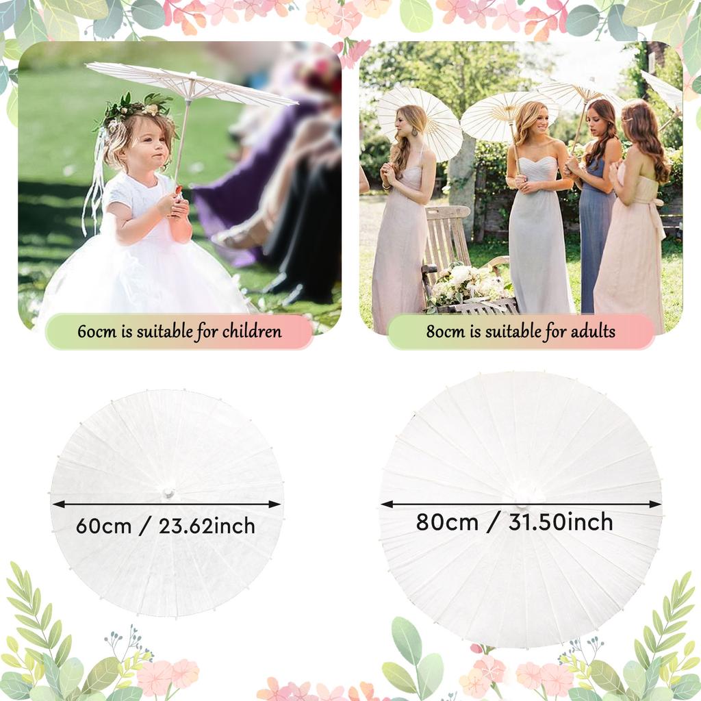 3pcs/6pcsDIY White Paper Umbrella Wedding Photo Role Play Prop Pre-Christmas Party Beach 60 Cm 80 Cm