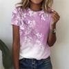 Sommer Blumenmuster 3D-Druck T-Shirts Damen Rundhals Kurzarm Lässiges T-Shirt Harajuku Tees Y2k Tops Damenbekleidung