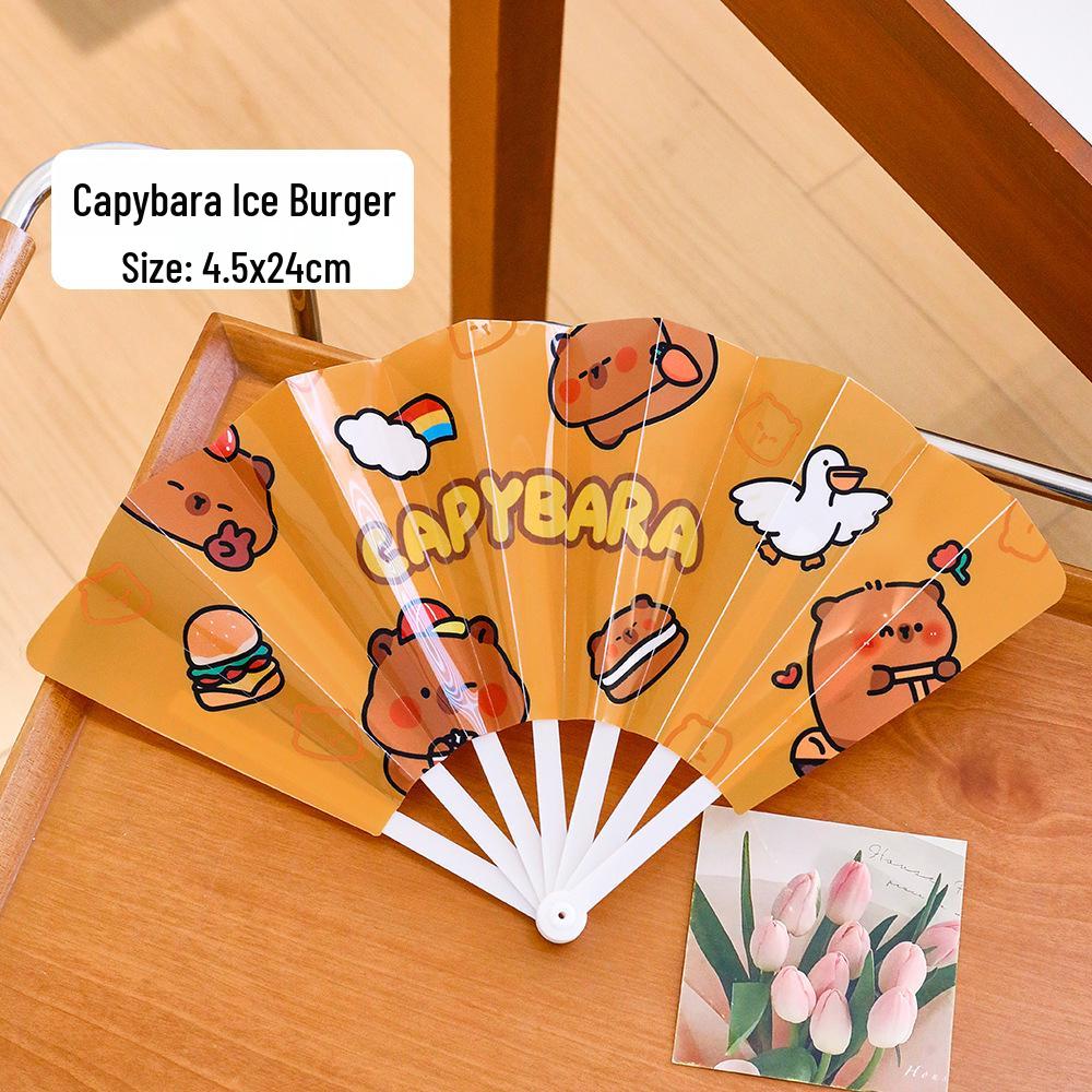 Adorable Foldable Cartoon Hand-Cranked Fan: High-Quality, Portable, Seven-Fold Design, Perfect Small Gift