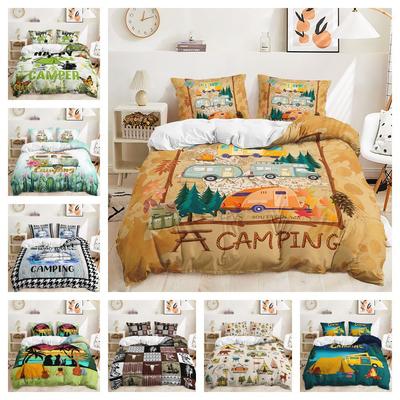 2/3-teiliges Camping-Bettwäsche-Set 3D-Druck Polyester Bettbezug Einzelbett Twin Queen King Size für Heimdekoration Geburtstagsgeschenk