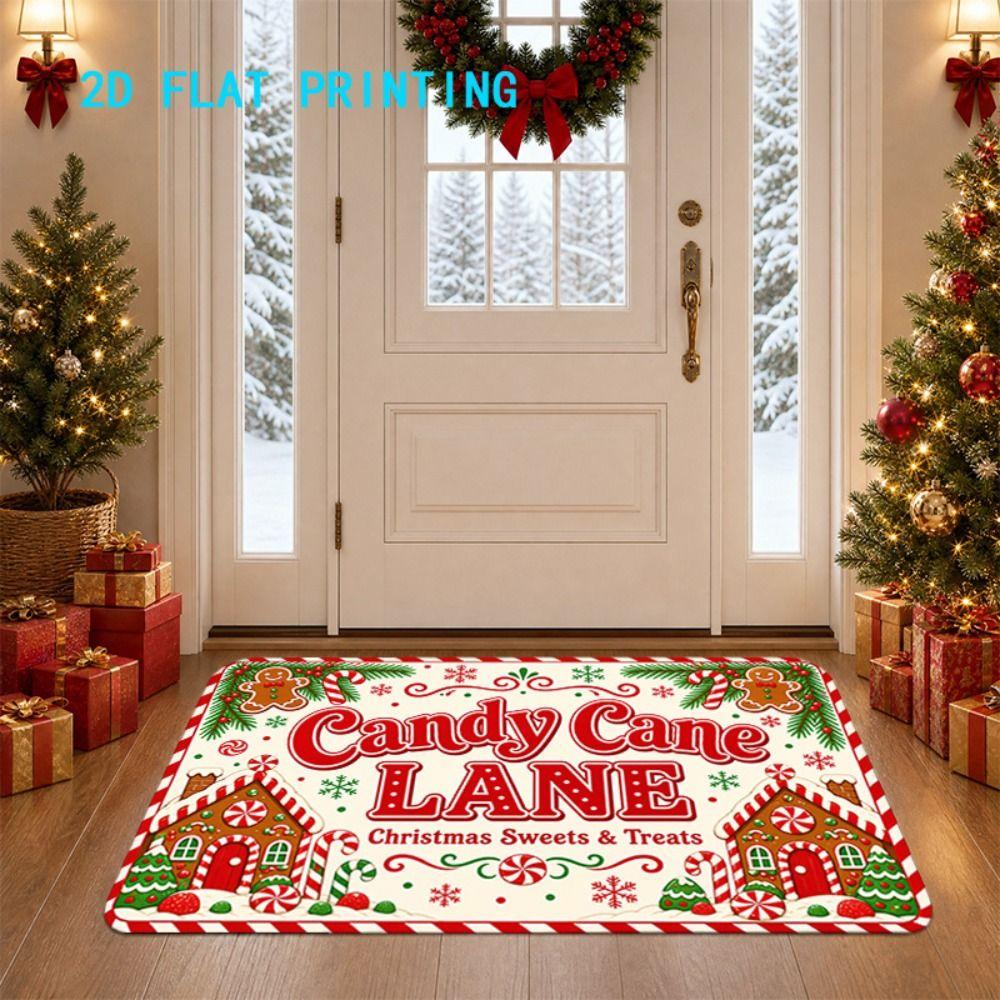Anti Slip Christmas Printed Door Pads 2D Flat Printing Entrance Welcome Mat  Outdoor Decor
