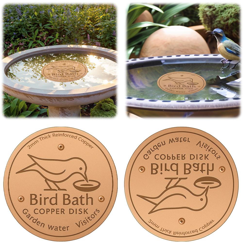 Bird Bath Copper Disk Triple-Point Support Copper Bird Bath Purification Disk Copper Purifier Plate for Outdoor Birdbaths Bowl