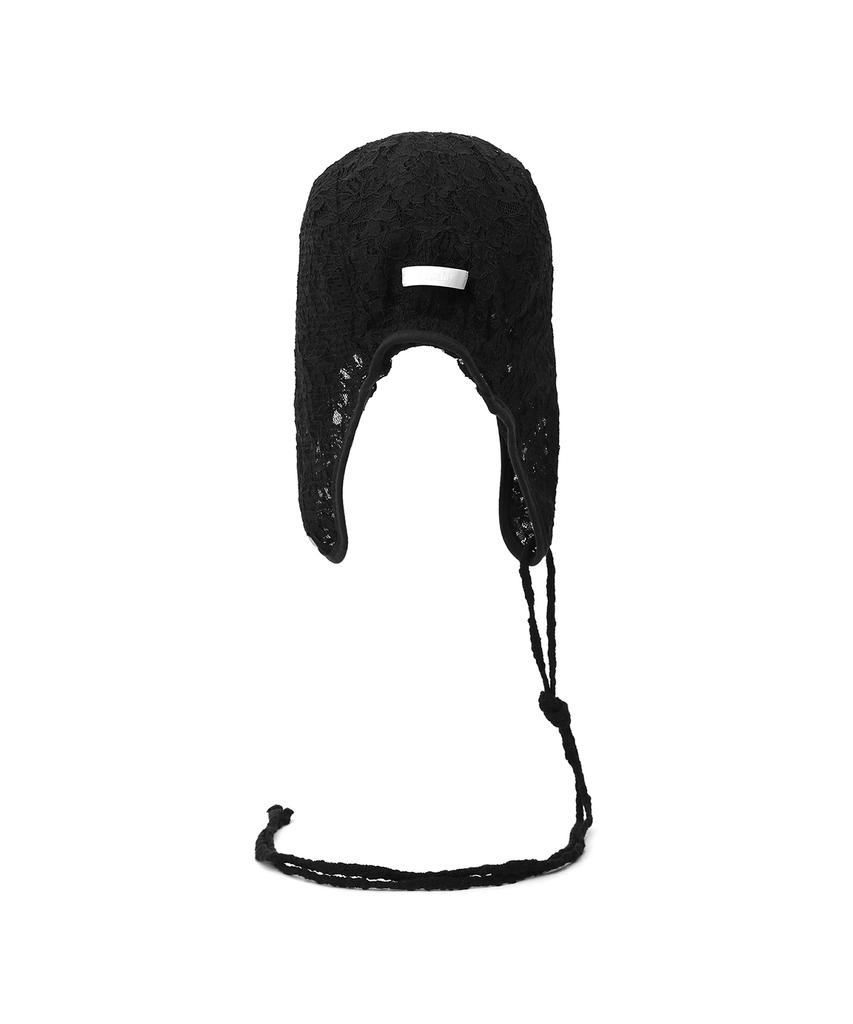 Eondeokeonteulolseutyudio Lace Summer Aircraft Cap Aviator Hat / Double Lace / Black