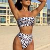 Leopard Print Bandeau Bikini - European & American Style Split Swimsuit