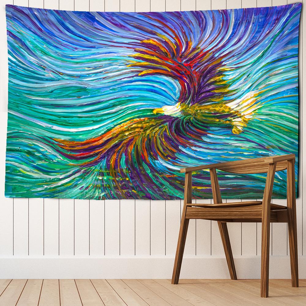 

Картина маслом с совой, гобелен, настенный психоделический колдовство, хиппи Tapitz, животное, домашнее общежитие, гостиная, художественный декор 95x70cm