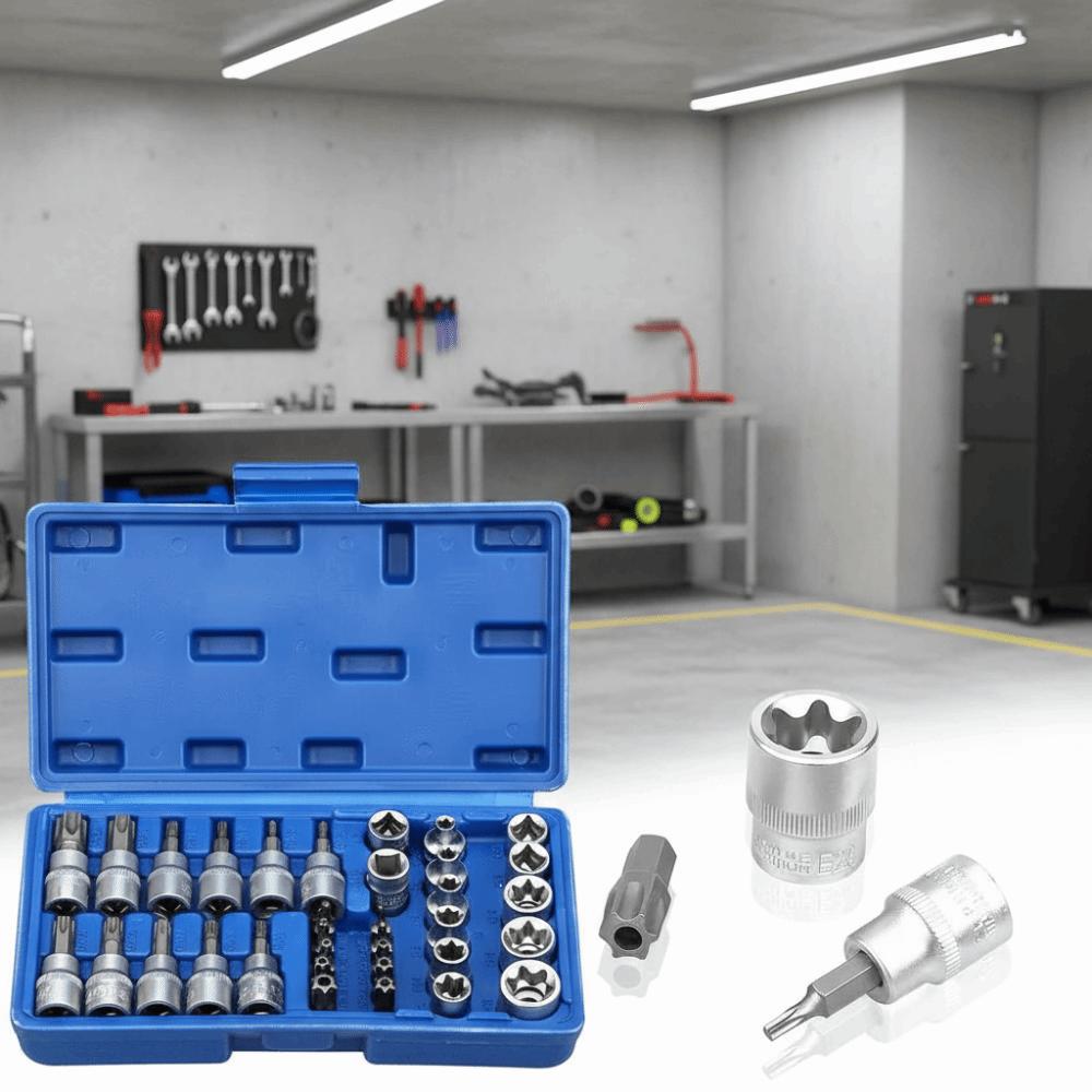 34Pcs/ Set Male Female Bits Drive Torx Star Bit socket Pressure Batch Sleeve  Car Repair Tools