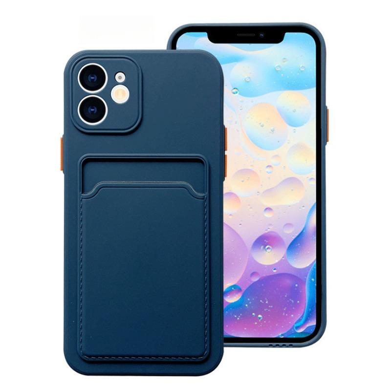 IPhone 16 Card Bag Card Case Suitable for Apple 15 Contrasting Color Button Skin Feeling XR Full-pack Lens Protection Case