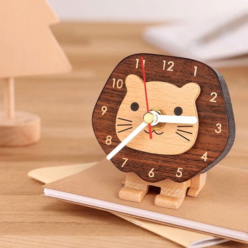 Elegant Solid Wood Clock Small Size and Cartoon Designing For Quiet Home Decoration Quiet Mechanism