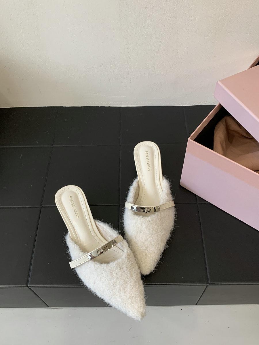 

French style with skirt purple bag head drag girl wearing Korean version of fairy style kitten and lazy fluffy slippers girl 39 светло-фиолетовый