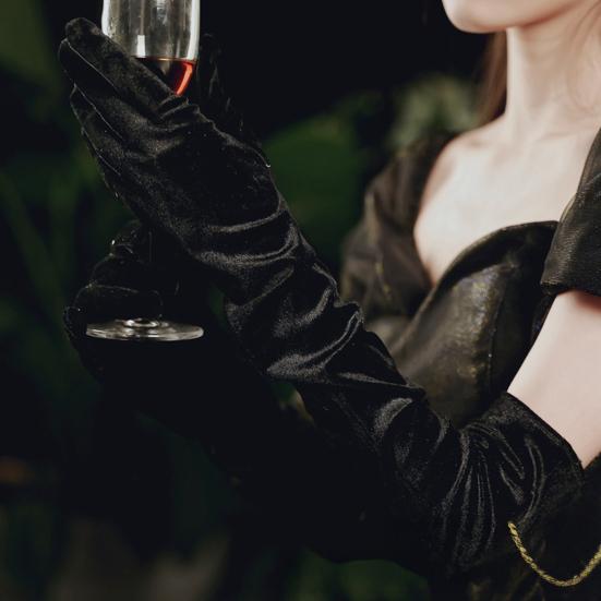 1 Pair Smooth Satin Long Gloves Silky Material Fancy Dress