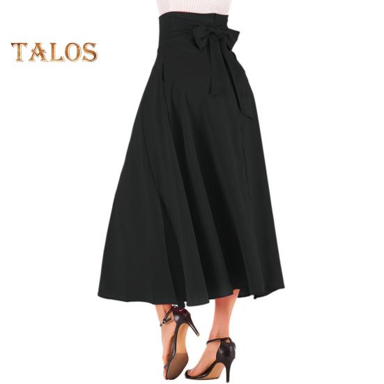 Fusta Maxi Bandaj Talie înaltă Fusta strânsă în formă de A Culoare uni Tiv mare Fusta lungă de primăvară Timp liber la muncă Imbracare zilnică