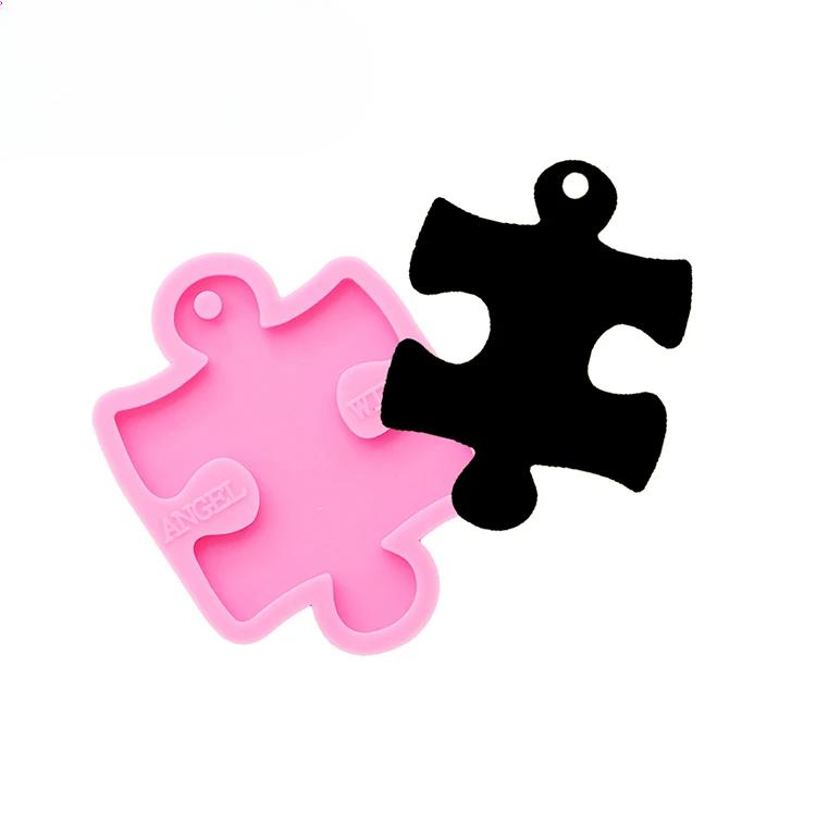 Epoxy Resin Molds Puzzle Shape Keychain Pendant Silicone Mold Resin Jewelry