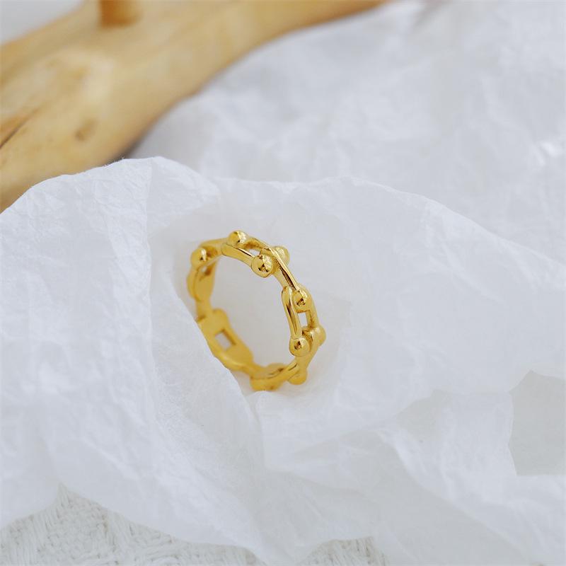 18K Gold Plated European Retro Chain Ring for Women