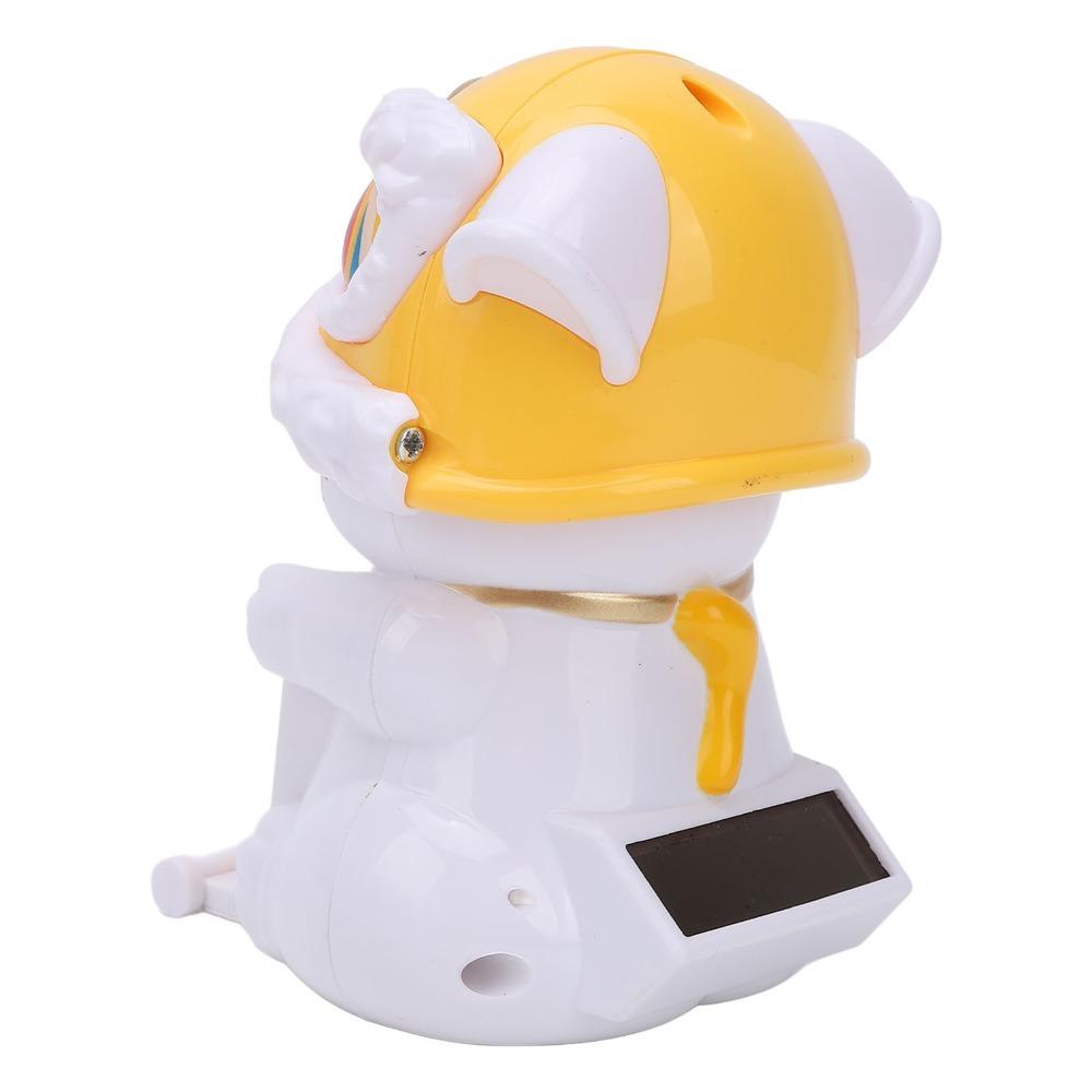 Red & Yellow Solar Nodding Lion Dance Cat Cultural Style Cat Figurine Office Desk Ornament