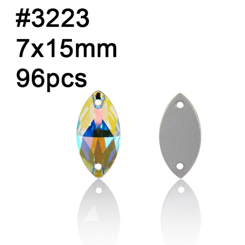 Yanruo AB Color Sew on Glass Crystal Sewing  Rhinestone Crystal Flat Back Rhinestone for Dresses