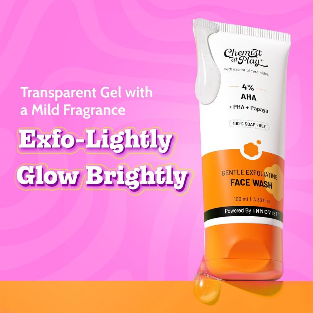 Chemist At Play Sanftes Peeling-Gesichtswaschmittel für die tägliche Anwendung | Entfernt Bräune & sorgt für sofortigen Glow | Strahlende Haut | Für Männer & Frauen | 100 ml