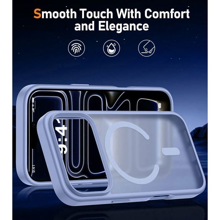 Coque pour iPhone 18 Pro, Protection Hybride Silicone PC Antichoc avec Cercle Magnétique Violet