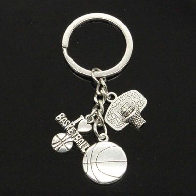 J'aime le basket-ball panier de basket-ball pendentifs bricolage à la main hommes porte-clés voiture porte-clés bijoux Souvenir pour cadeau