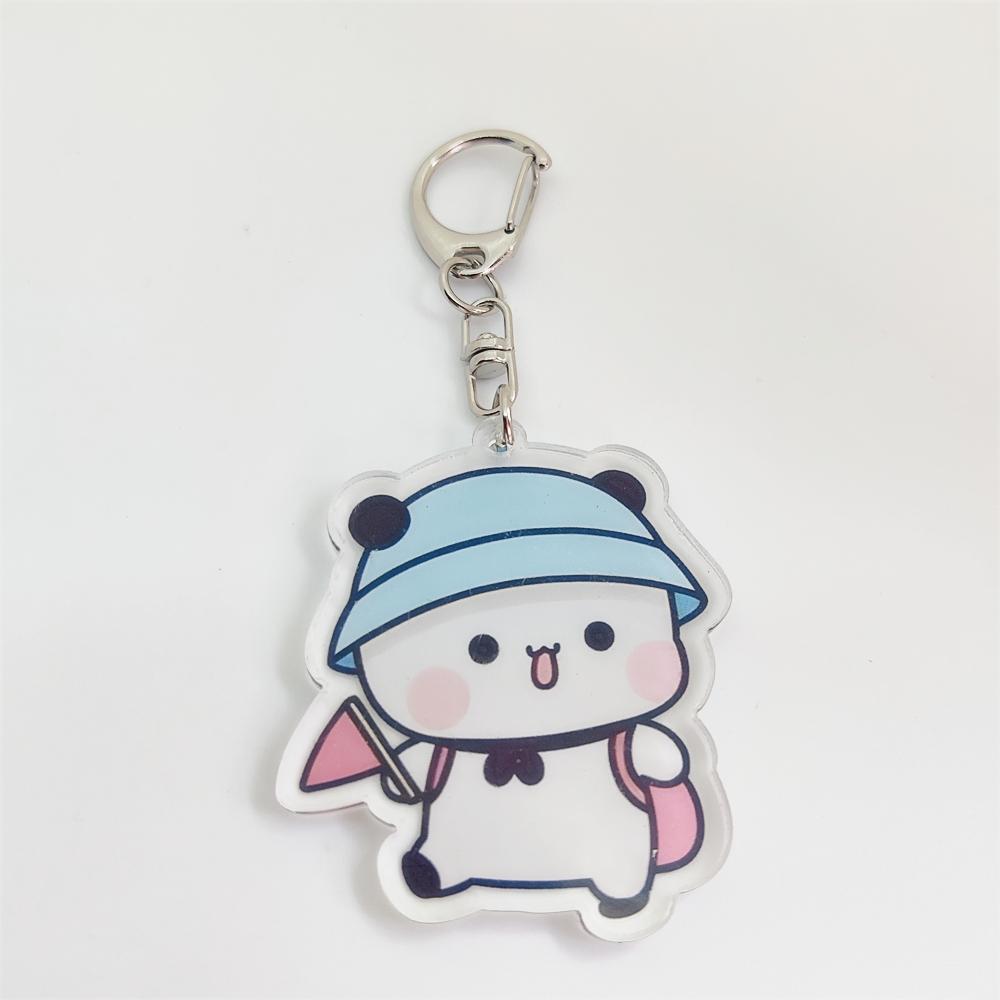 

Cute La bubuDudu Keychain Figure Couple Baby Grey Bear White Panda Key Chain Car Ring Jewelry Gifts Bag Pendant Accessories