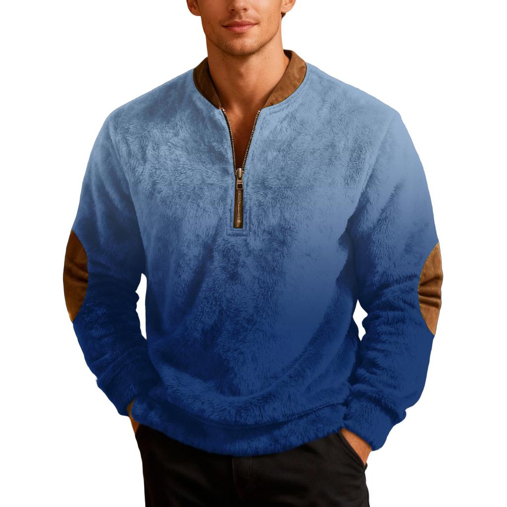 Sweat-shirt de sport décontracté pour homme à imprimé dégradé, rétro, à manches longues et demi-fermeture éclair
