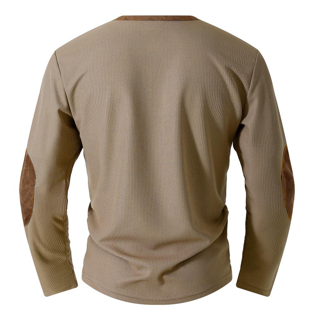 Men's Casual Long-sleeved Sports Shirt With Stand-up Collar And -textured Base Layer Shirt