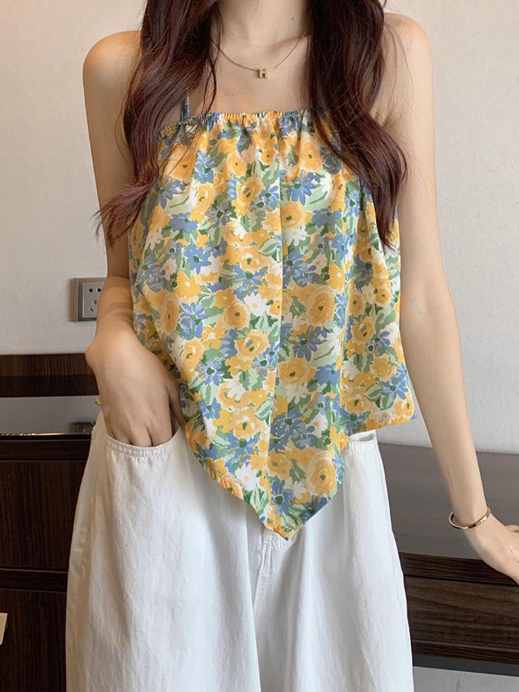 Women's Loose Floral Halter Neck Camisole - Summer 2025 Trend
