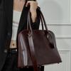 Handmade First Layer Swift Cowhide Shell Bag Genuine Leather Handbag Commuting Large Capacity Bowling Bag Women'S Bag