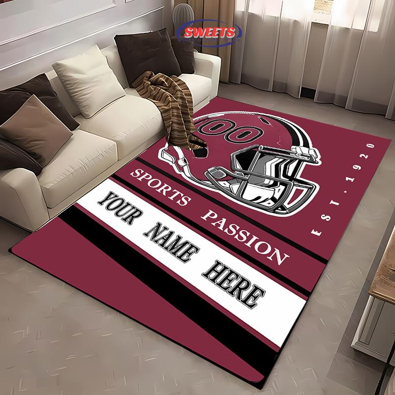 1 Stück Individueller Teppich für Schlafzimmer Personalisierte Bereichsteppiche mit Ihrem Namen und Ihrer Nummer Individueller Fußballteppich Geschenke für Männer Fans Frauen Kinder