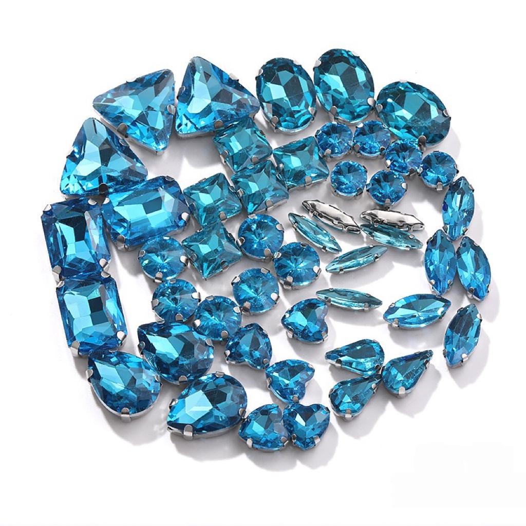Factory Hot Sale Rhinestones Popular Colors Mix Shapes Sew On Rhinestones Claw Glass Rhinestones for Wedding Dress
