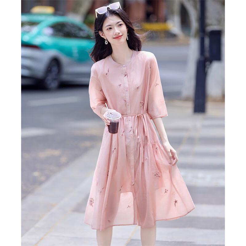 Shangjing Aurora-Style Lyocell Blend A-Line Midi Dress