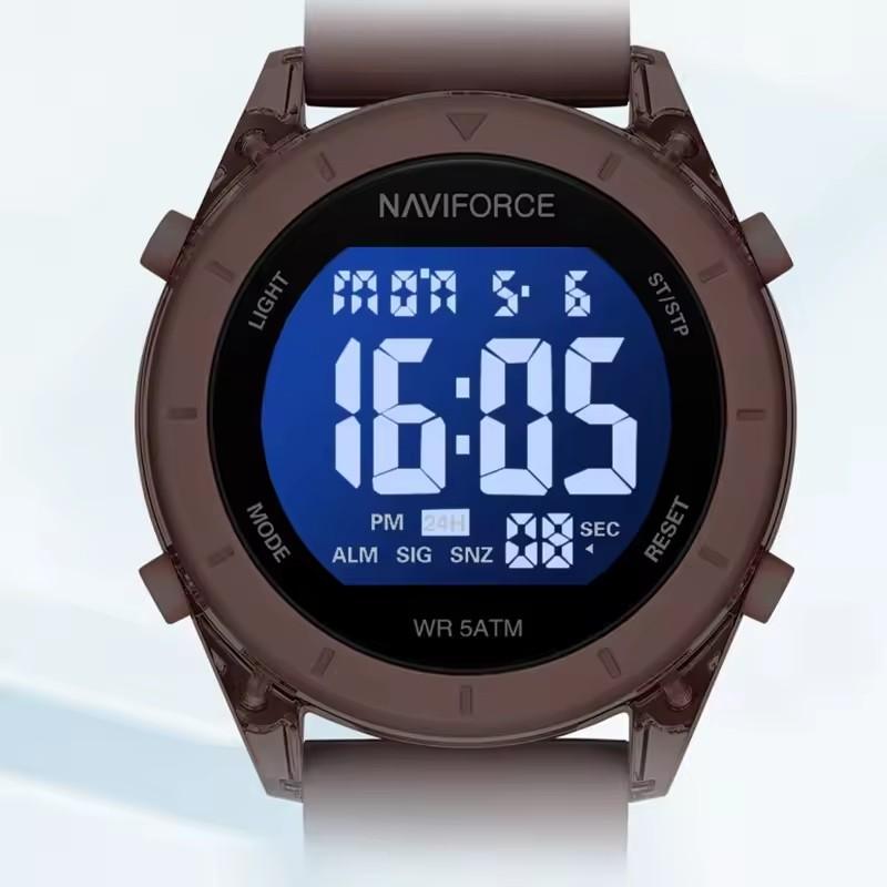 New Model NAVIFORCE NF7108 Watch Womens Fashion Silicone Strap Sports Digital Watch Waterproof Luminous Wristwatches Relojes