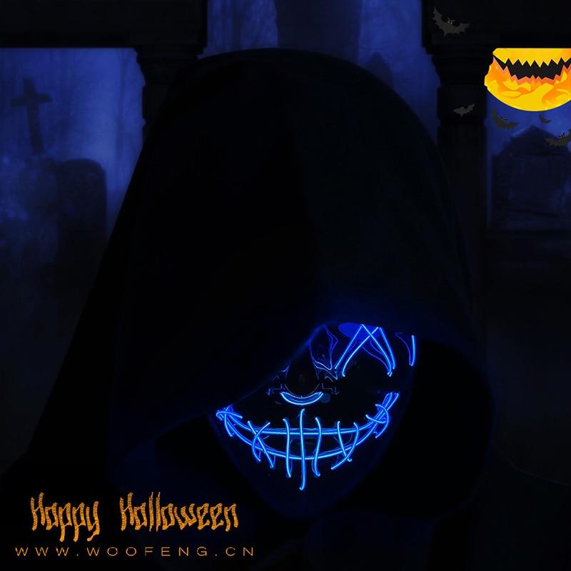 Halloween Neon Led Purge Mask Masque Masquerade Party Masks Light Grow In the Dark Horror Mask Glowing Masker