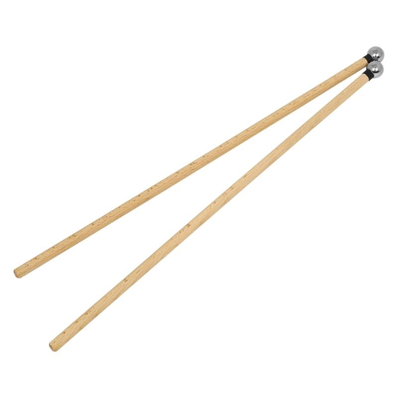 1 Pair Music Student Drum Sticks Wood and Stainless Steel Drum Mallets for Music Enthusiasts and Studio Recording Use