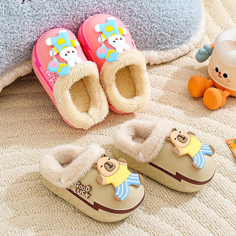 New EVA Boys' Cotton Slippers Cartoon Cute Thickened Warm Removable Cotton Slippers Girls' Baby Cotton Shoes