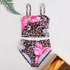 Girls Two Piece Bikini Set with Adjustable Straps and Floral Leopard Print Swimwear for Kids Summer Beach Pool Wear