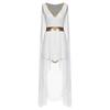 Womens Greek Princess Costume V Neck Cape Sleeve Design Sequin Trim Front Split Dress Queen Cosplay Halloween Party