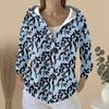 Women's Fashion Casual Sweater Button-Up Print Cardigan  Hooded Jacket