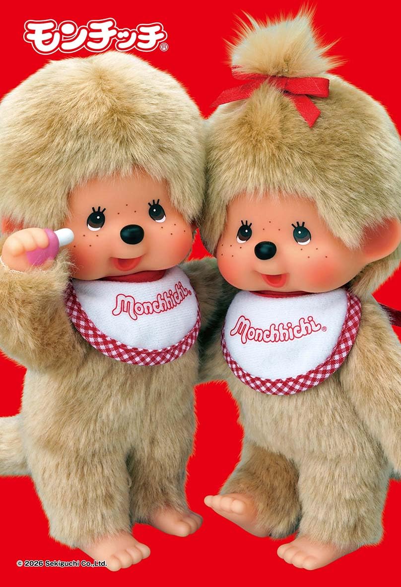 Милашки в Jigsaw Monchhichi Мальчик Девочка Бежевая Пара Включает клей и (Сделано в Японии) Пазл из 300 деталей & (26x38см) 300-375 губка.