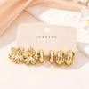 European and American new high-end personality exaggerated CCB stud earrings women's creative retro circle earrings set pair