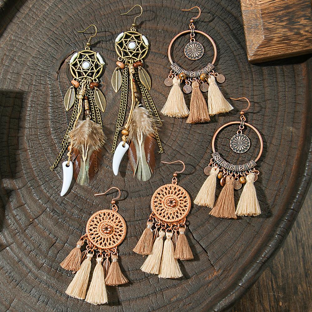 Fashion Ethnic Style High-end Fringed Earrings Personalized Retro Creative Tribal Style Earrings Yiwu Jewelry