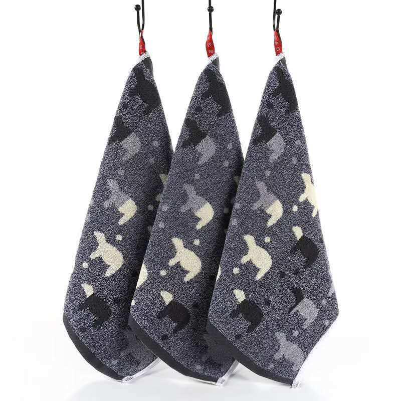 Cartoon Puppy Bear Quick-Drying Jacquard Hand Towel, 100% Cotton, 25x25 cm.