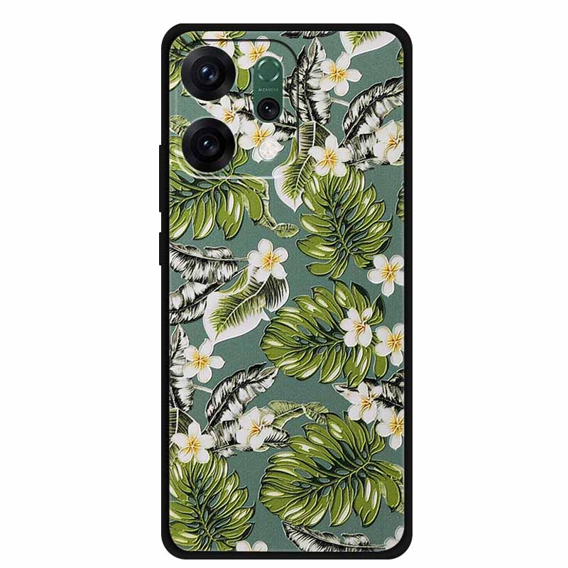 For Oppo Reno 14 5G 3D CaseRelief Flowers Emboss Phone Cover For Oppo Reno 14 Black Silicone Shockproof Soft Fundas Protector